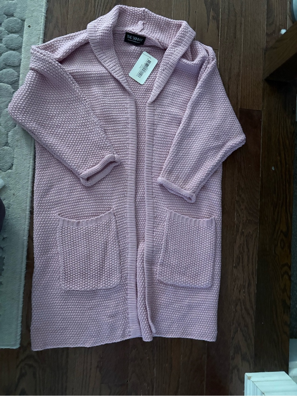 The Skinny Pink Open-Front Knit Cardigan with Pockets